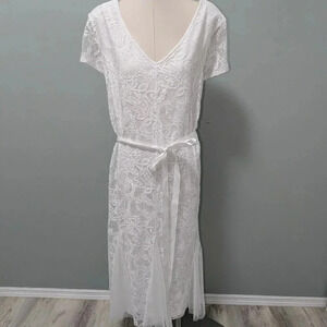 Candalite white lace long formal dress flowy princess bottom fairy